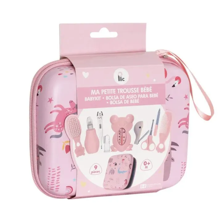 Ma petite trousse b&eacute;b&eacute; trousse de soins rose Plic - une trousse de 9 pi&egrave;ces