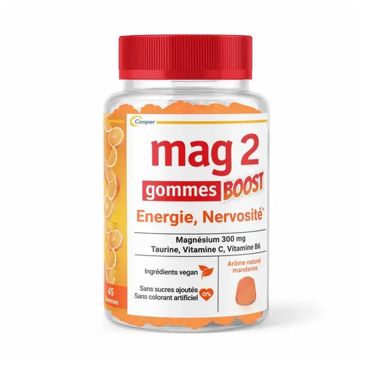 Mag2 Boost &eacute;nergie et nervosit&eacute; Cooper - pot de 45 gommes