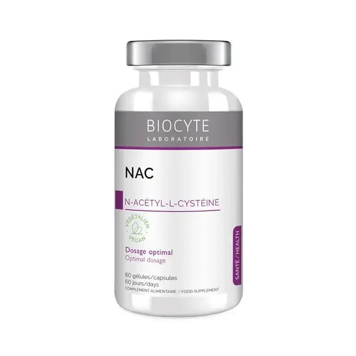 Nac N-ac&eacute;tyl-L-cyst&eacute;ine Antioxydant Biocyte - pot de 60 g&eacute;lules