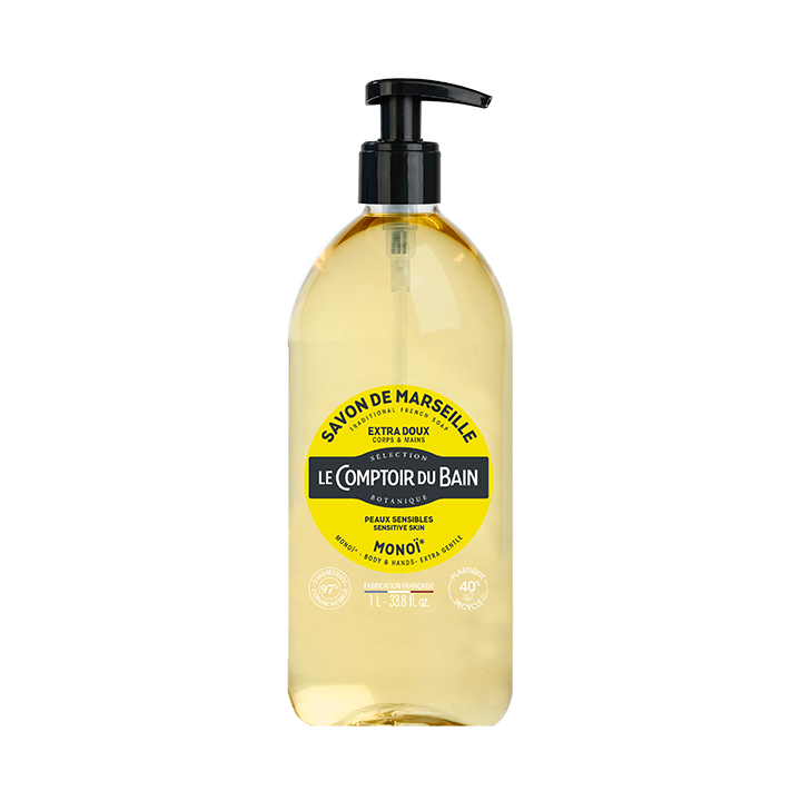 Savon de Marseille extra-doux mono&iuml; Le Comptoir du Bain - flacon-pompe de 1L