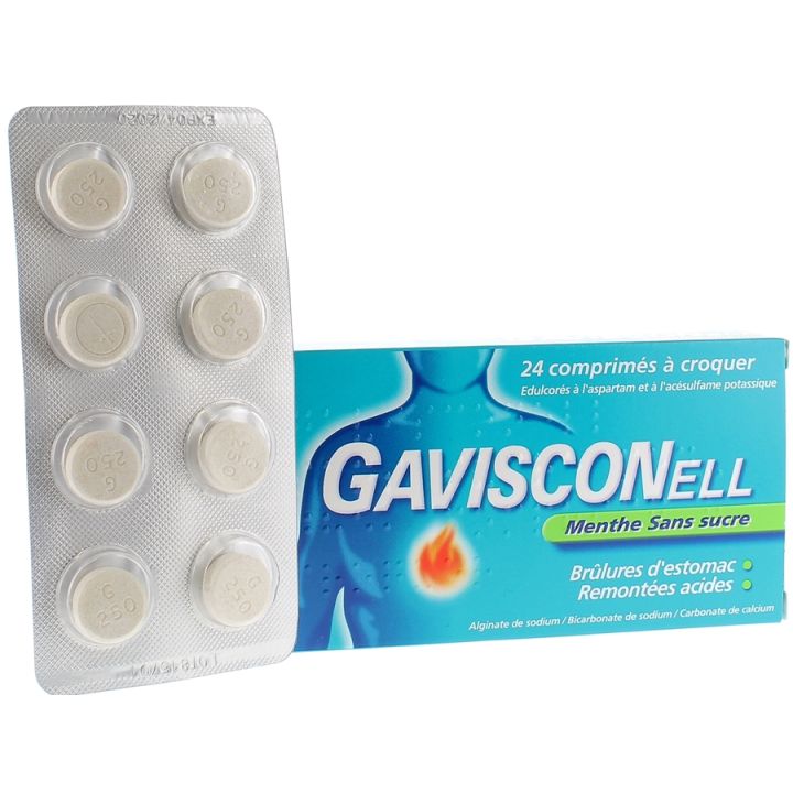 Gavisconell menthe sans sucre - 24 comprim&eacute;s &agrave; croquer