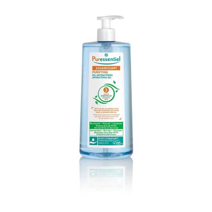 Gel antibact&eacute;rien aux 3 huiles essentielles Puressentiel - flacon &agrave; pompe de 975 ml