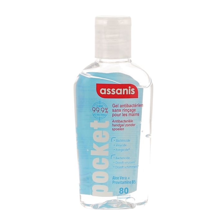 Gel antibact&eacute;rien pocket sans rin&ccedil;age pour les mains Assanis - tube de 80ml