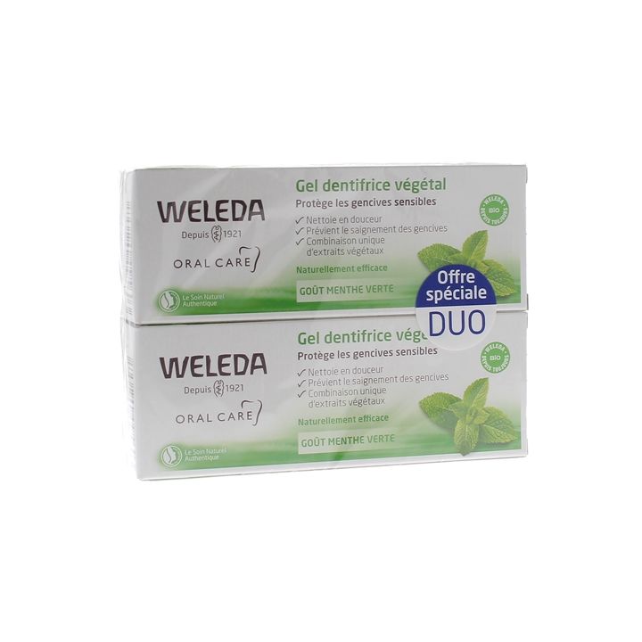 Gel dentifrice v&eacute;g&eacute;tal Weleda - lot de 2 tubes de 75 ml