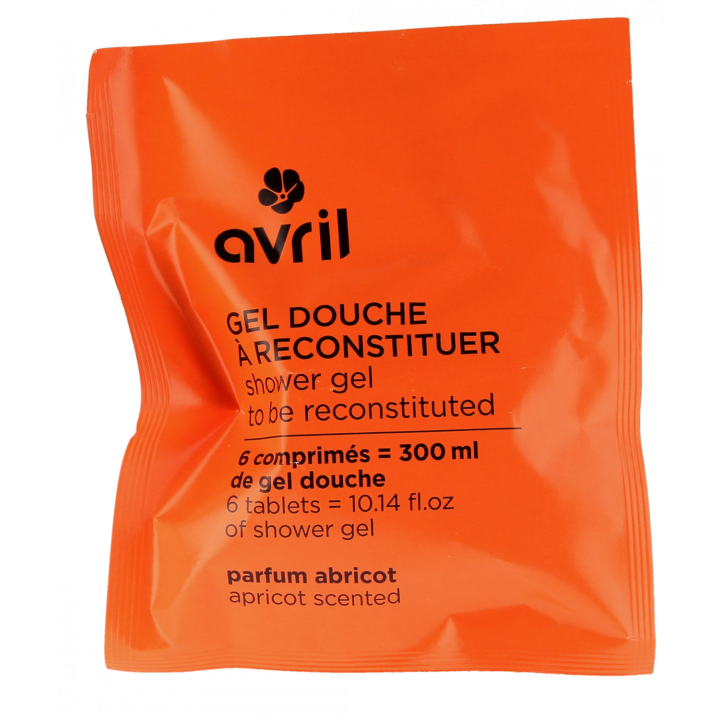 Gel douche &agrave; reconstituer parfum abricot Avril - sachet de 6 comprim&eacute;s