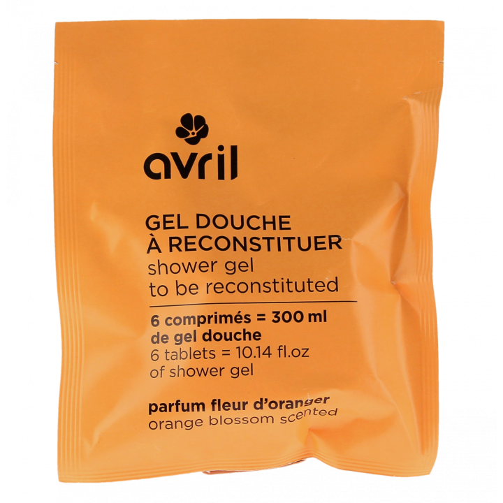 Gel douche &agrave; reconstituer parfum fleur d'oranger Avril - sachet de 6 comprim&eacute;s