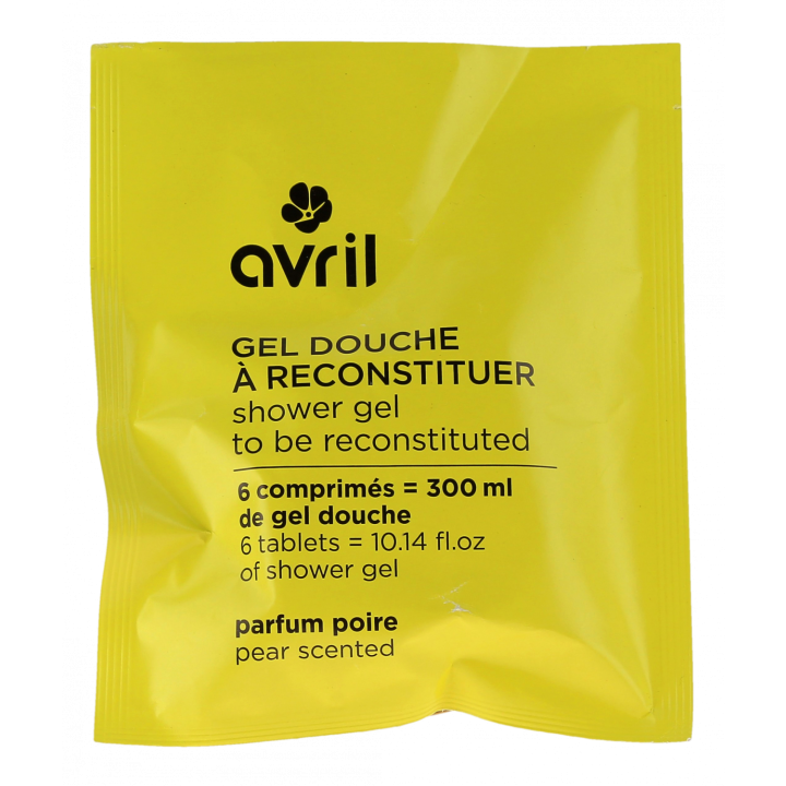 Gel douche &agrave; reconstituer parfum poire Avril - sachet de 6 comprim&eacute;s