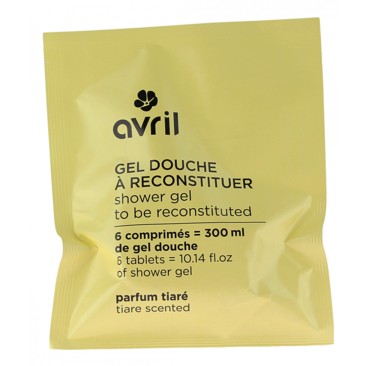 Gel douche &agrave; reconstituer parfum tiar&eacute; Avril - sachet de 6 comprim&eacute;s