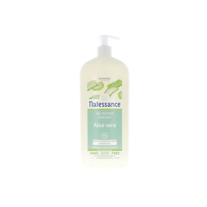 Natessance Gel douche vivifiant alo&eacute; vera bio L&eacute;a Nature - flacon-pompe de 1 litre