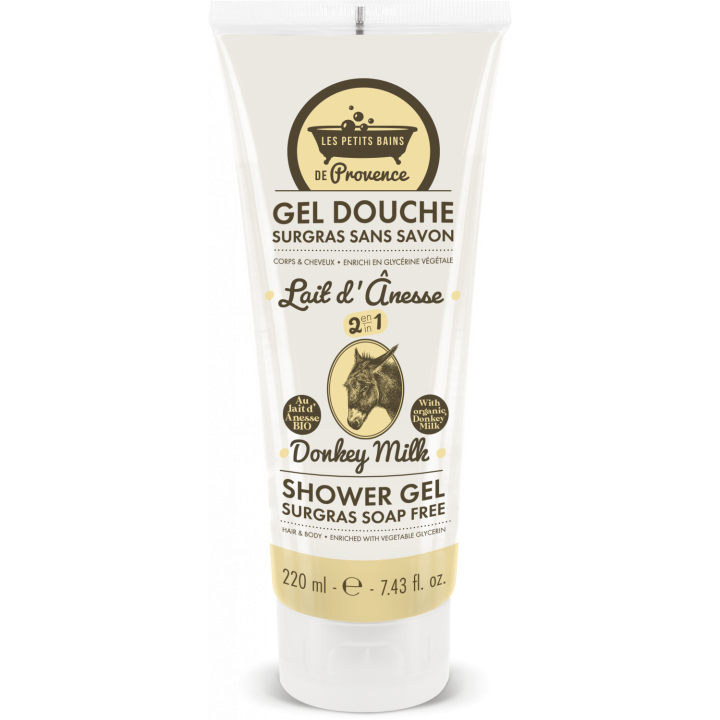 Gel douche surgras au lait d'&acirc;nesse Les petits bains de Provence - tube de 220ml