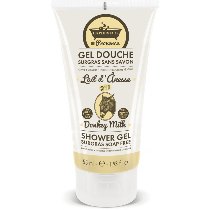 Gel douche surgras au lait d'&acirc;nesse Les petits bains de Provence - tube de 55ml