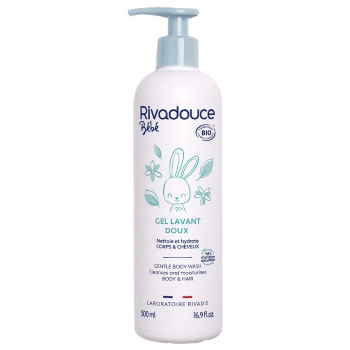 Gel doux lavant b&eacute;b&eacute; bio Rivadouce - flacon-pompe de 500 ml
