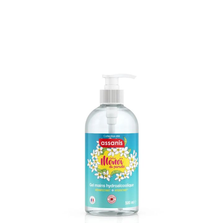 Gel hydroalcoolique mono&iuml; du paradis Assanis - flacon-pompe de 500ml