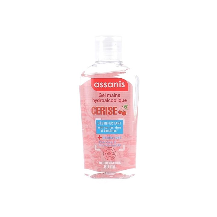 Gel mains hydroalcoolique parfum Cerise Assanis - flacon de 80ml