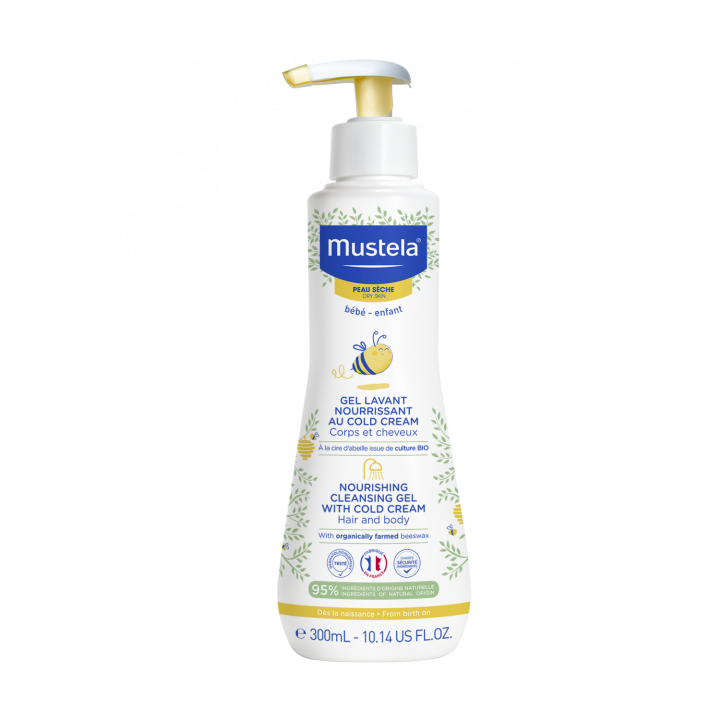 Gel lavant nourrissant corps et cheveux Mustela - flacon-pompe de 300 ml