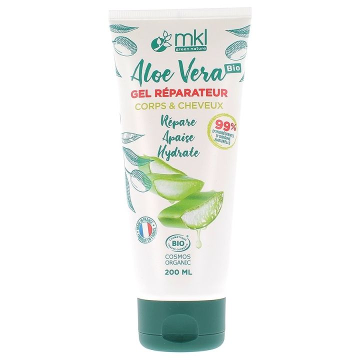 Gel r&eacute;parateur corps Aloe vera BIO MKL Green Nature - Tube de 200 ml