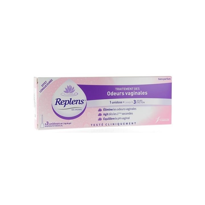 Gel vaginal traitement des odeurs vaginales Replens - bo&icirc;te de 3 unidoses