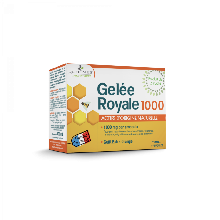Gel&eacute;e royale 1000 mg Les 3 Ch&ecirc;nes - bo&icirc;te de 20 ampoules