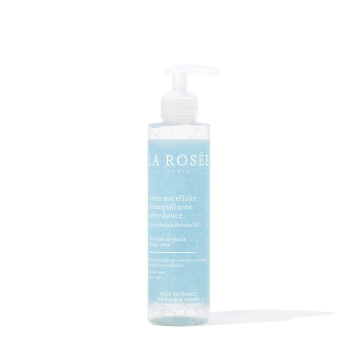 Gel&eacute;e micellaire d&eacute;maquillante ultra douce La Ros&eacute;e - flacon &agrave; pompe de 195 ml