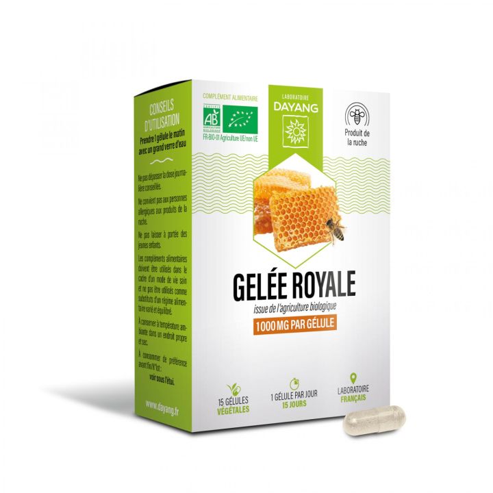 Gel&eacute;e royale bio Dayang - bo&icirc;te de 15 g&eacute;lules v&eacute;g&eacute;tales