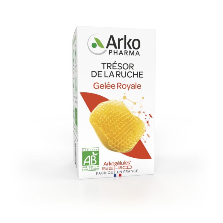 Gel&eacute;e royale produits de la ruche bio Arkog&eacute;lules - bo&icirc;te de 45 g&eacute;lules