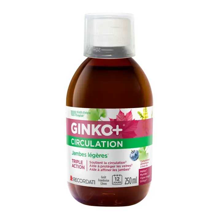 Ginko+ Circulation jambes lourdes Bouchara-Recordati - flacon de 250ml