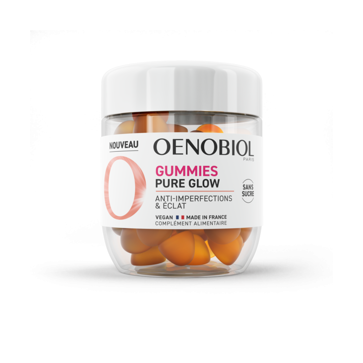 Gummies Pure Glow anti-imperfections & &eacute;clat Oenobiol - pot de 60 gummies