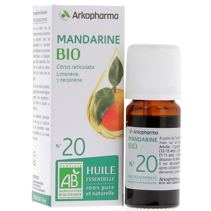 Huile Essentielle Mandarine Bio n&deg;20 Arkopharma - flacon de 10 ml