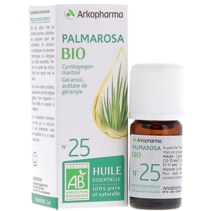 Huile Essentielle Palmarosa Bio n&deg;25 Arkopharma - flacon de 5 ml