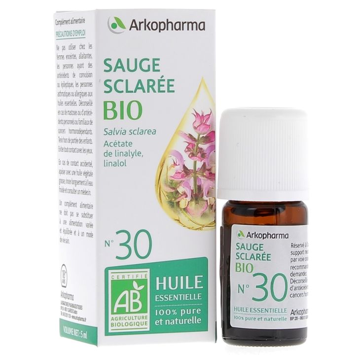Huile Essentielle Sauge Sclar&eacute;e Bio n&deg;30 Arkopharma - flacon de 5 ml
