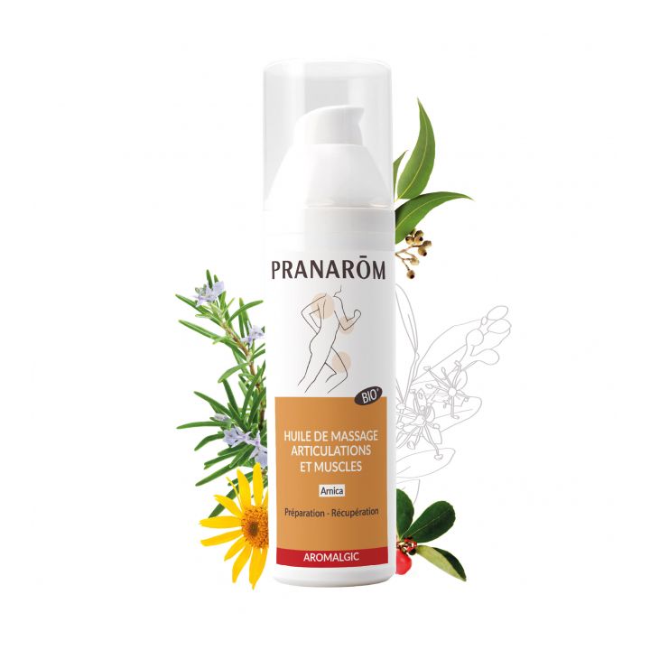 Aromalgic Huile de massage bio pr&eacute;paration et r&eacute;cuparation Pranar&ocirc;m - flacon-pompe de 100 ml