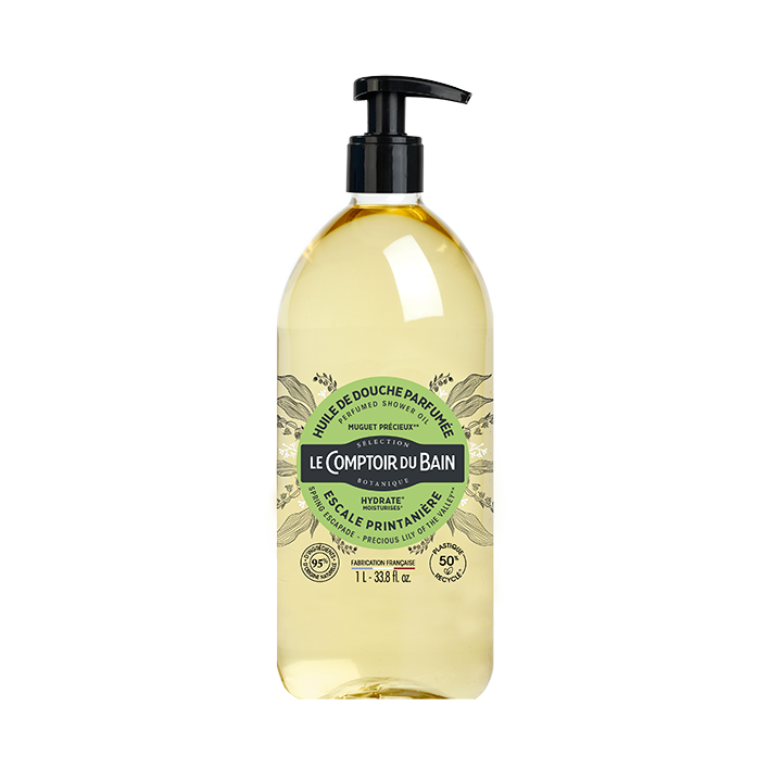 Huile de douche parfum&eacute;e Escale Printani&egrave;re Le Comptoir du Bain - flacon-pompe de 1 L