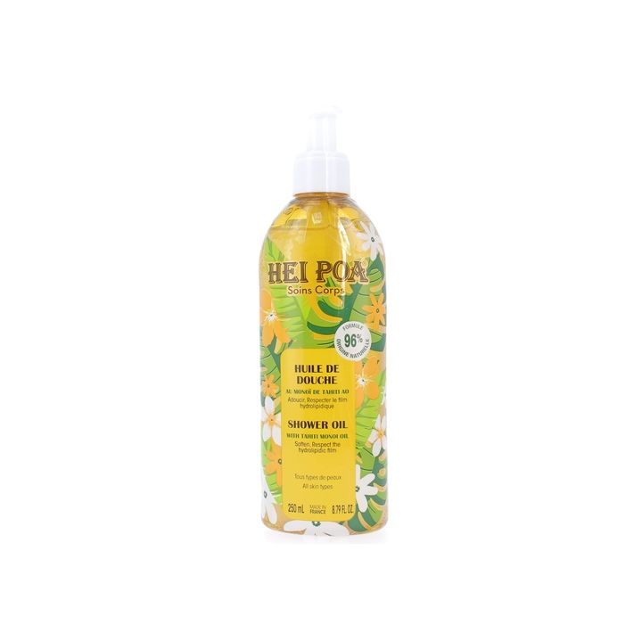 Huile de douche Mono&iuml; Hei Poa - flacon pompe de 250 ml