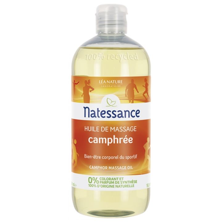 Huile de massage Camphr&eacute;e Natessance - flacon de 500 ml
