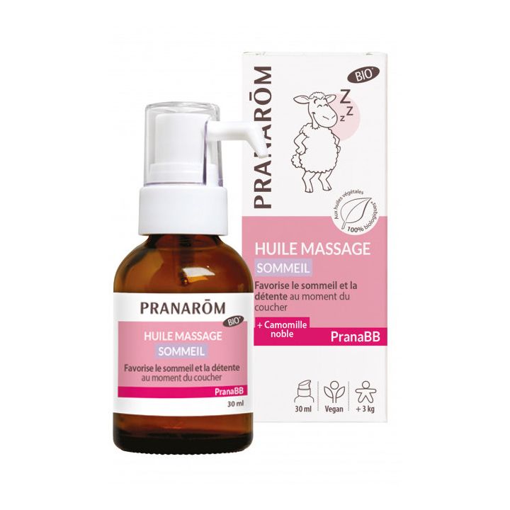 Huile de massage Sommeil Bio PranaBB Pranar&ocirc;m - flacon pompe de 30 ml