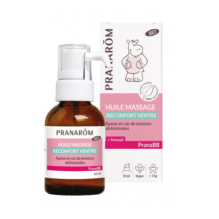 PranaBB Huile de massage bio r&eacute;confort ventre Pranarom - flacon de 30 ml