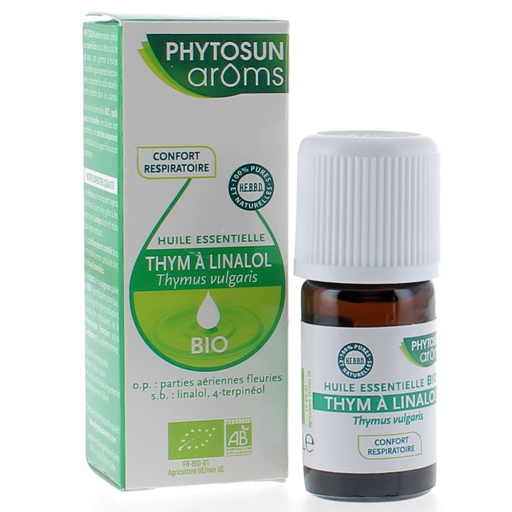 Huile essentielle Thym &agrave; Linalol bio Phytosun Ar&ocirc;ms - flacon de 5ml