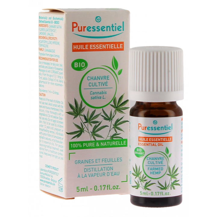 Huile essentielle chanvre cultiv&eacute; Puressentiel - flacon de 5ml