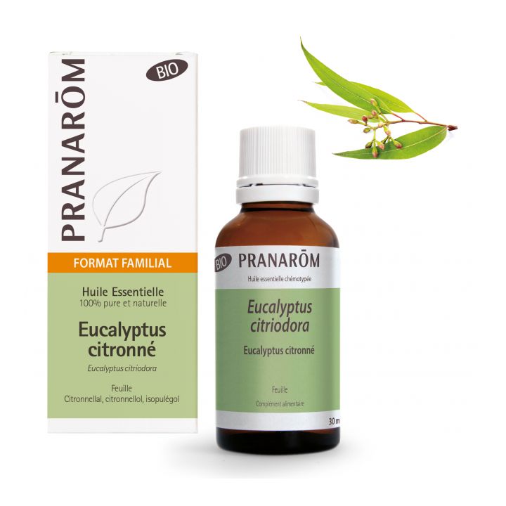 Huile essentielle d'Eucalyptus citronn&eacute; bio Pranar&ocirc;m - flacon de 30 ml