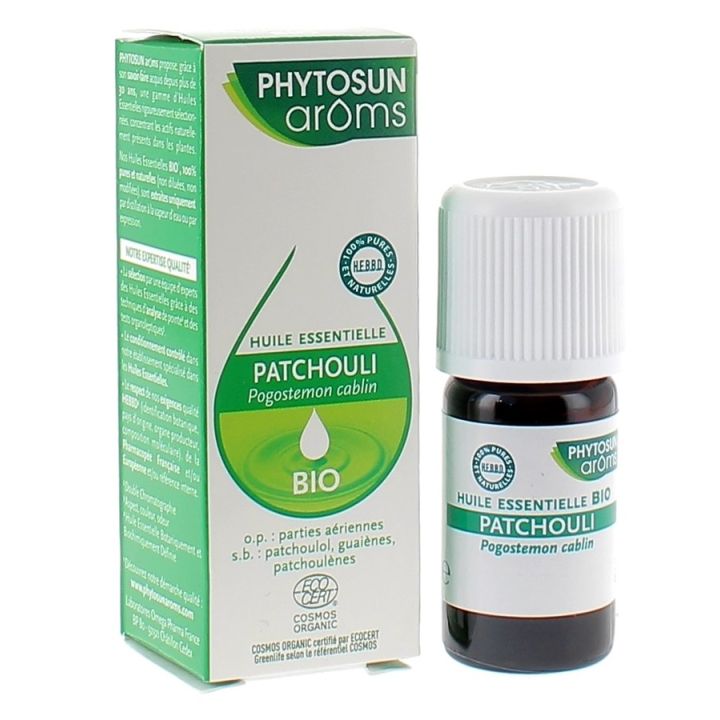 Huile essentielle de aptchouli bio Phytosun Ar&ocirc;ms - flacon de 5 ml