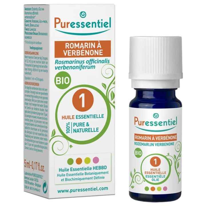 Huile essentielle de romarin &agrave; verb&eacute;none bio Puressentiel - flacon de 5 ml