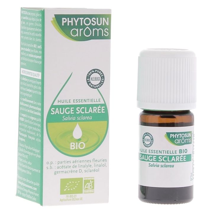 Huile essentielle de sauge sclar&eacute;e Bio Phytosun ar&ocirc;ms - flacon de 5 ml