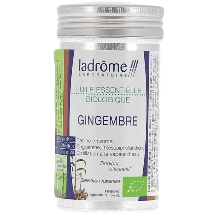 Huile essentielle gingembre Bio Ladr&ocirc;me - flacon de 10 ml