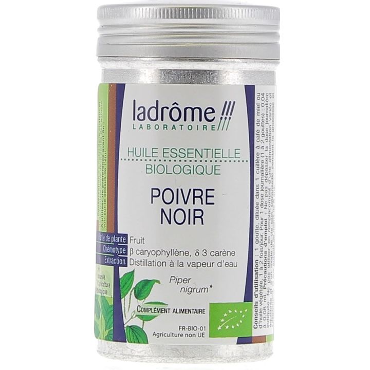 Huile essentielle poivre noir Bio Ladr&ocirc;me - flacon de 10 ml