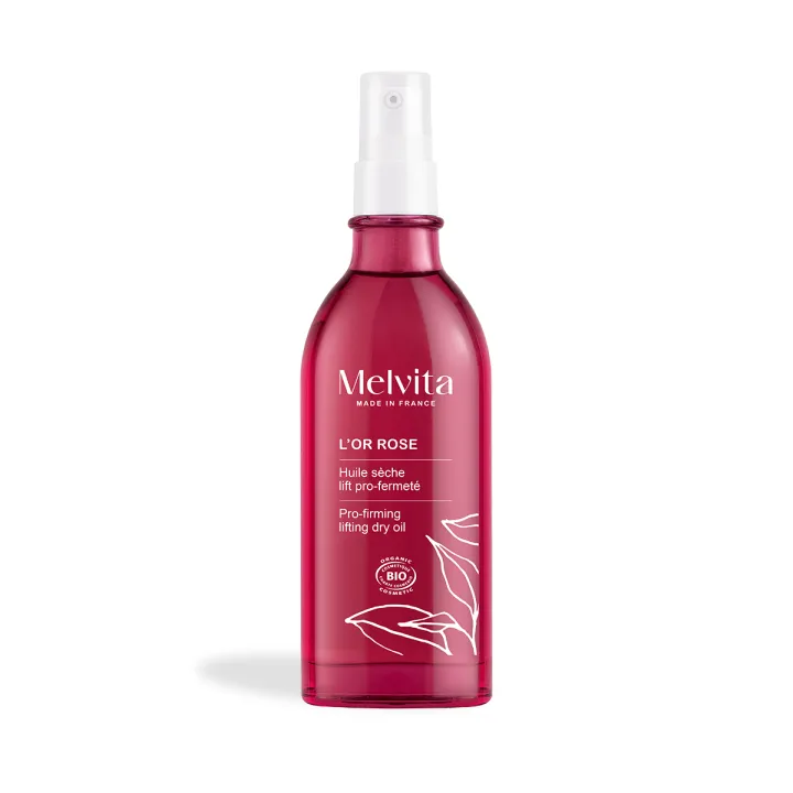 Huile s&egrave;che lift pro fermet&eacute; suractiv&eacute;e l'Or Rose bio Melvita - flacon &agrave; pompe de 100ml
