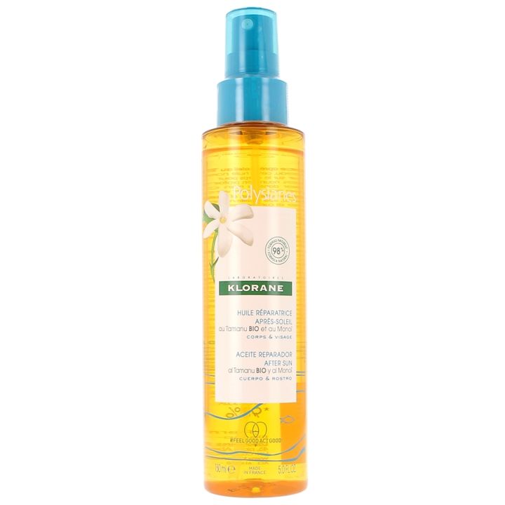 Huile r&eacute;paratrice apr&egrave;s-soleil corps et visage Klorane - spray de 150 ml