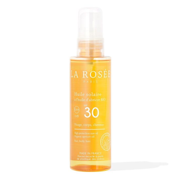 Huile solaire SPF30 &agrave; l'huile d'abricot bio La Ros&eacute;e - spray de 150ml