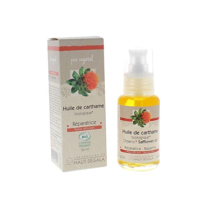Huile v&eacute;g&eacute;tale Carthame bio Haut-S&eacute;gala - flacon-pompe de 50 ml