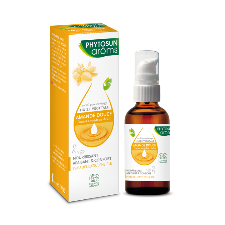 Huile v&eacute;g&eacute;tale d'amande douce bio Phytosun Ar&ocirc;ms - flacon de 50 ml