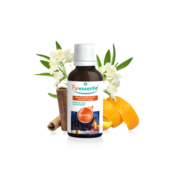 Huiles essentielles bio pour diffusion cocooning Puressentiel - flacon de 30 ml